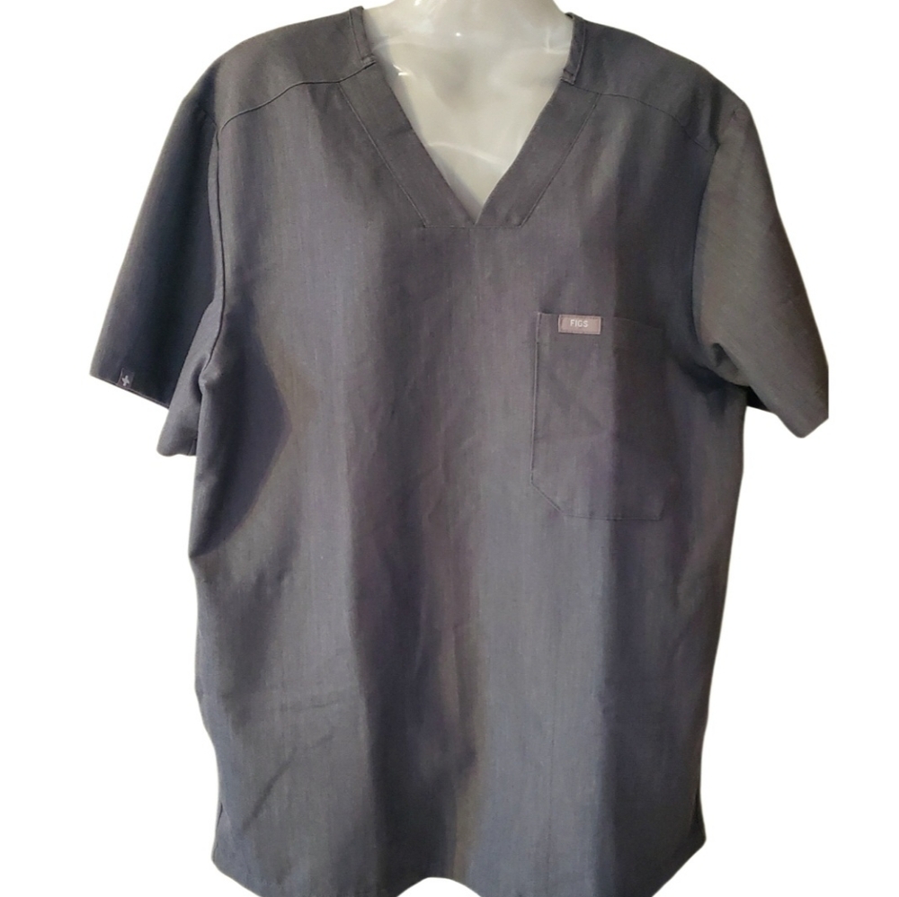 Figs Charcoal Short Sleeve V-Neck Tee